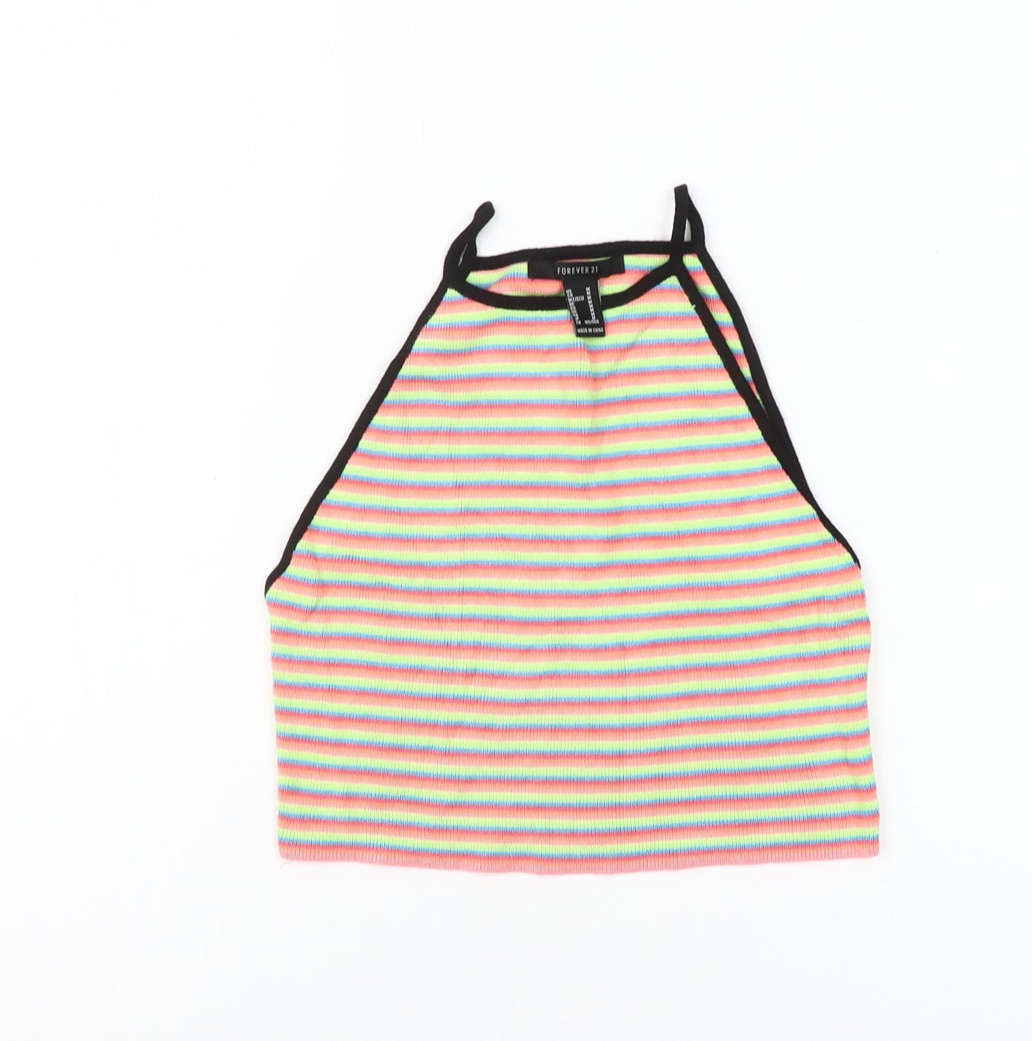 Forever 21 Women’s Multicoloured Striped Cropped Halter Tank Top M