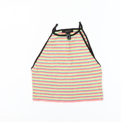 Forever 21 Women’s Multicoloured Striped Cropped Halter Tank Top M