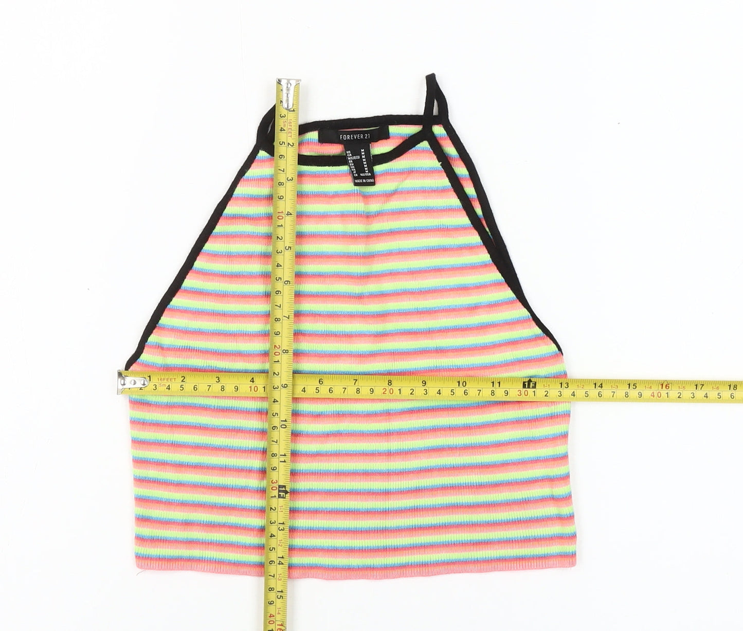 Forever 21 Women’s Multicoloured Striped Cropped Halter Tank Top M
