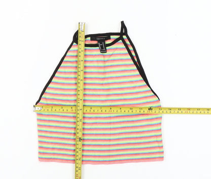 Forever 21 Women’s Multicoloured Striped Cropped Halter Tank Top M