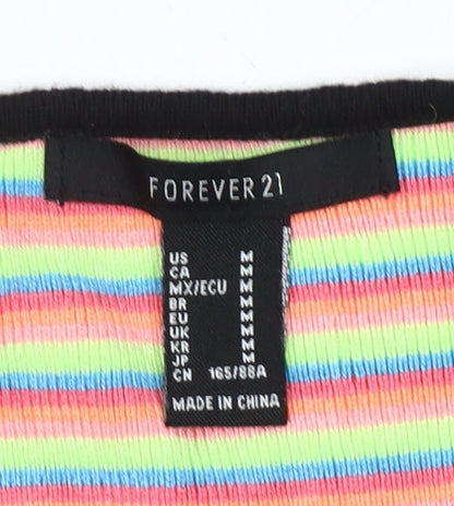 Forever 21 Women’s Multicoloured Striped Cropped Halter Tank Top M
