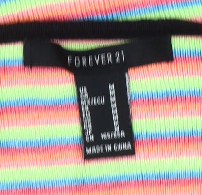 Forever 21 Women’s Multicoloured Striped Cropped Halter Tank Top M