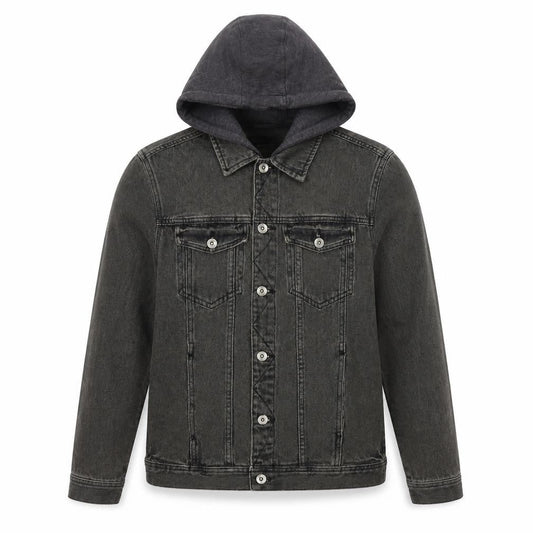 New Look Grey Denim Hooded Jacket Unisex Adults Size S Classic Style