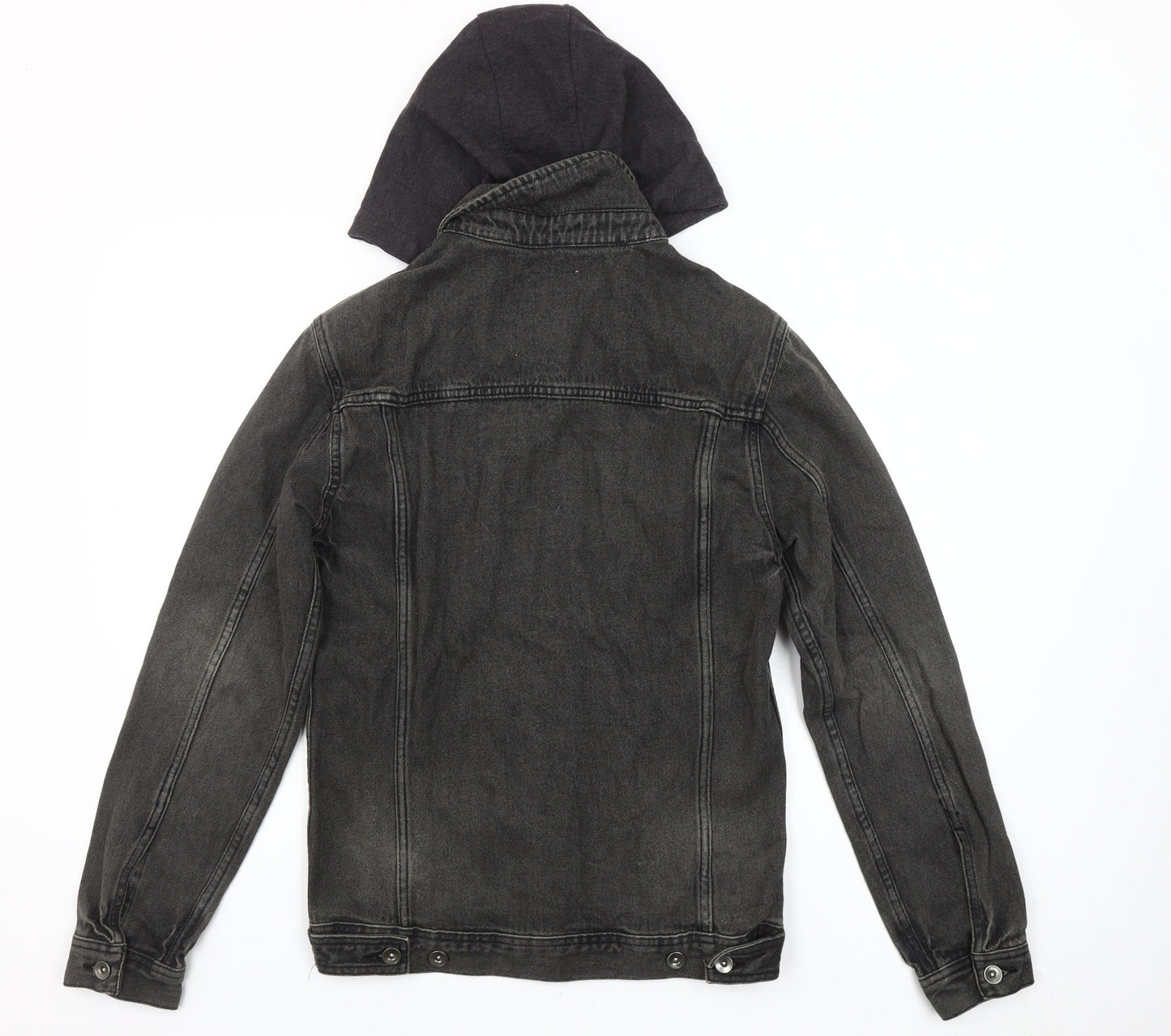 New Look Grey Denim Hooded Jacket Unisex Adults Size S Classic Style
