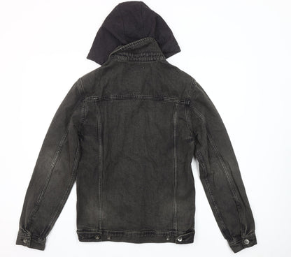 New Look Grey Denim Hooded Jacket Unisex Adults Size S Classic Style