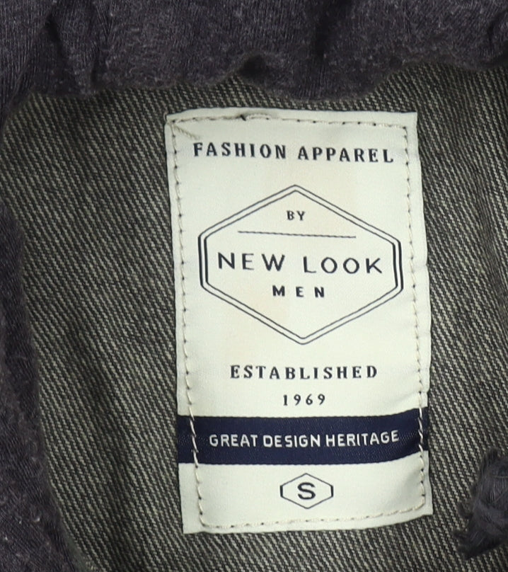 New Look Grey Denim Hooded Jacket Unisex Adults Size S Classic Style