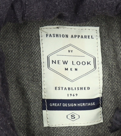 New Look Grey Denim Hooded Jacket Unisex Adults Size S Classic Style