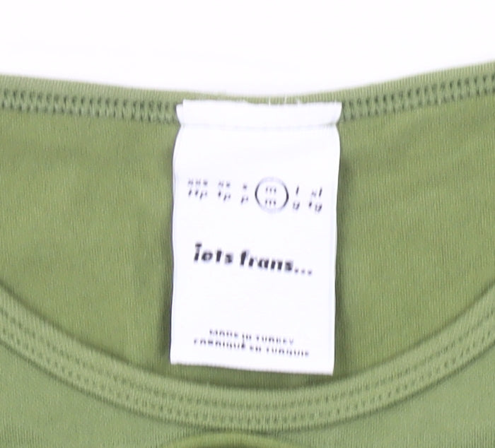 Iets Frans Womens Green Cropped Long Sleeve Cut Out T-Shirt Size S