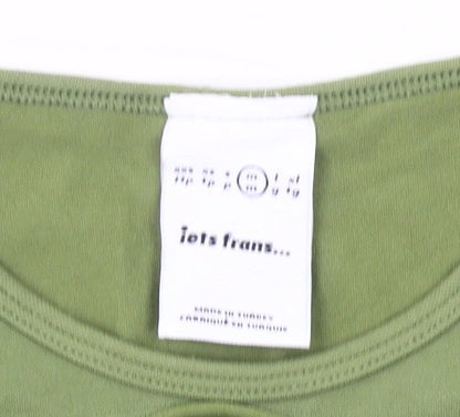 Iets Frans Womens Green Cropped Long Sleeve Cut Out T-Shirt Size S