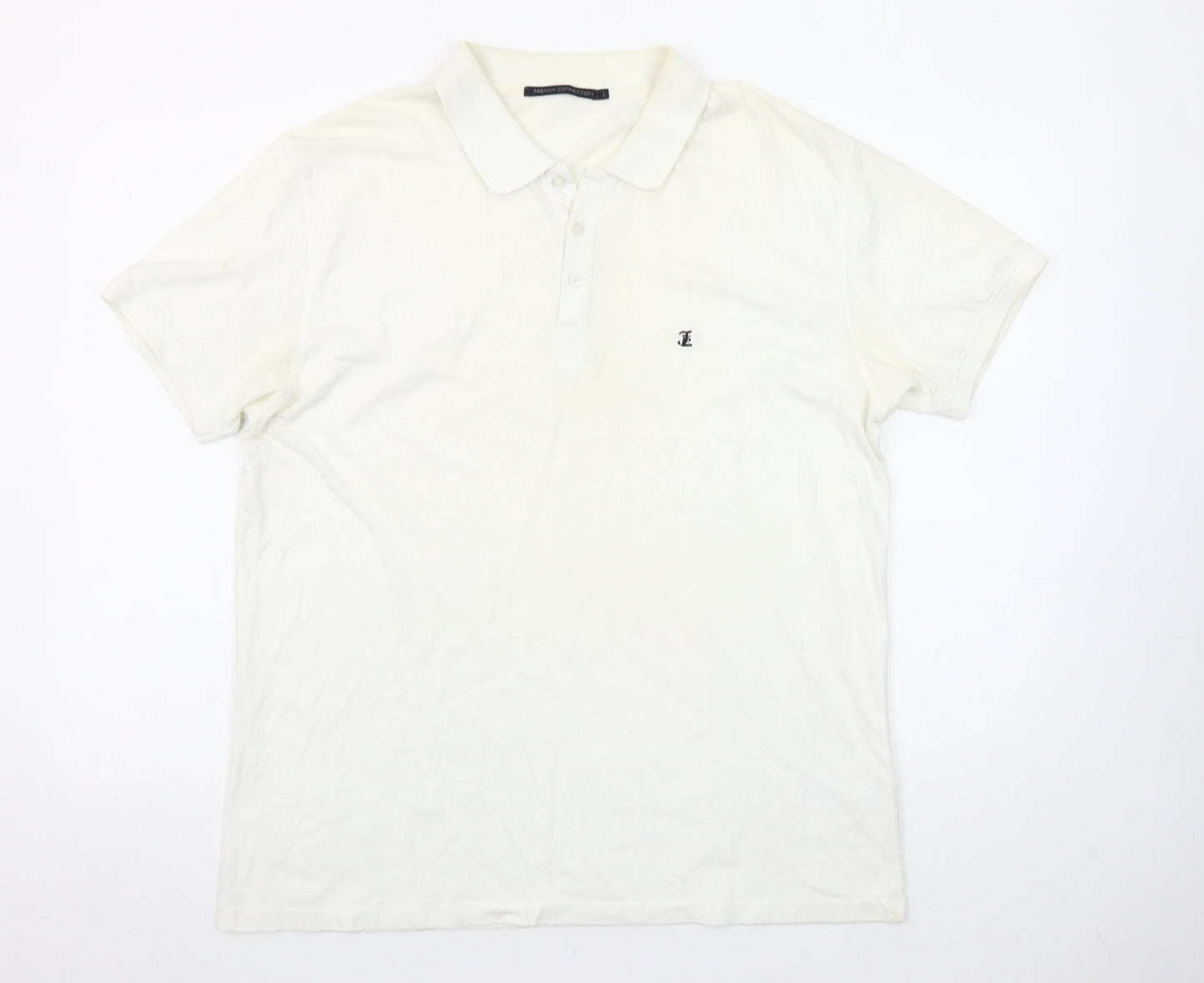 French Connection Men's Ivory Cotton Polo Shirt Size L