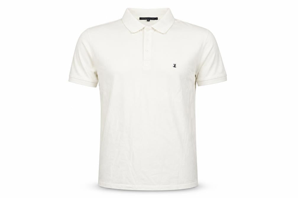 Front view of French Connection Men's Ivory Cotton Polo Shirt, size L