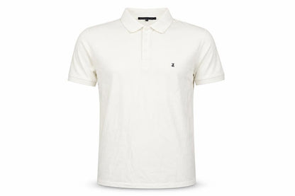Front view of French Connection Men's Ivory Cotton Polo Shirt, size L