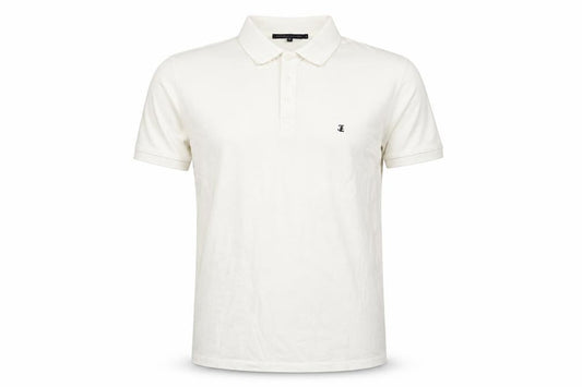 Front view of French Connection Men's Ivory Cotton Polo Shirt, size L
