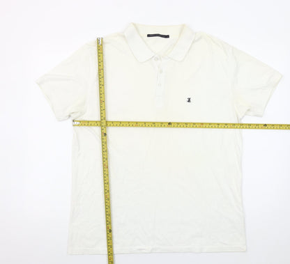 French Connection Men's Ivory Cotton Polo Shirt Size L