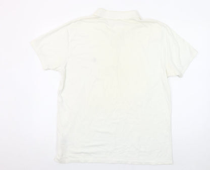 French Connection Men's Ivory Cotton Polo Shirt Size L