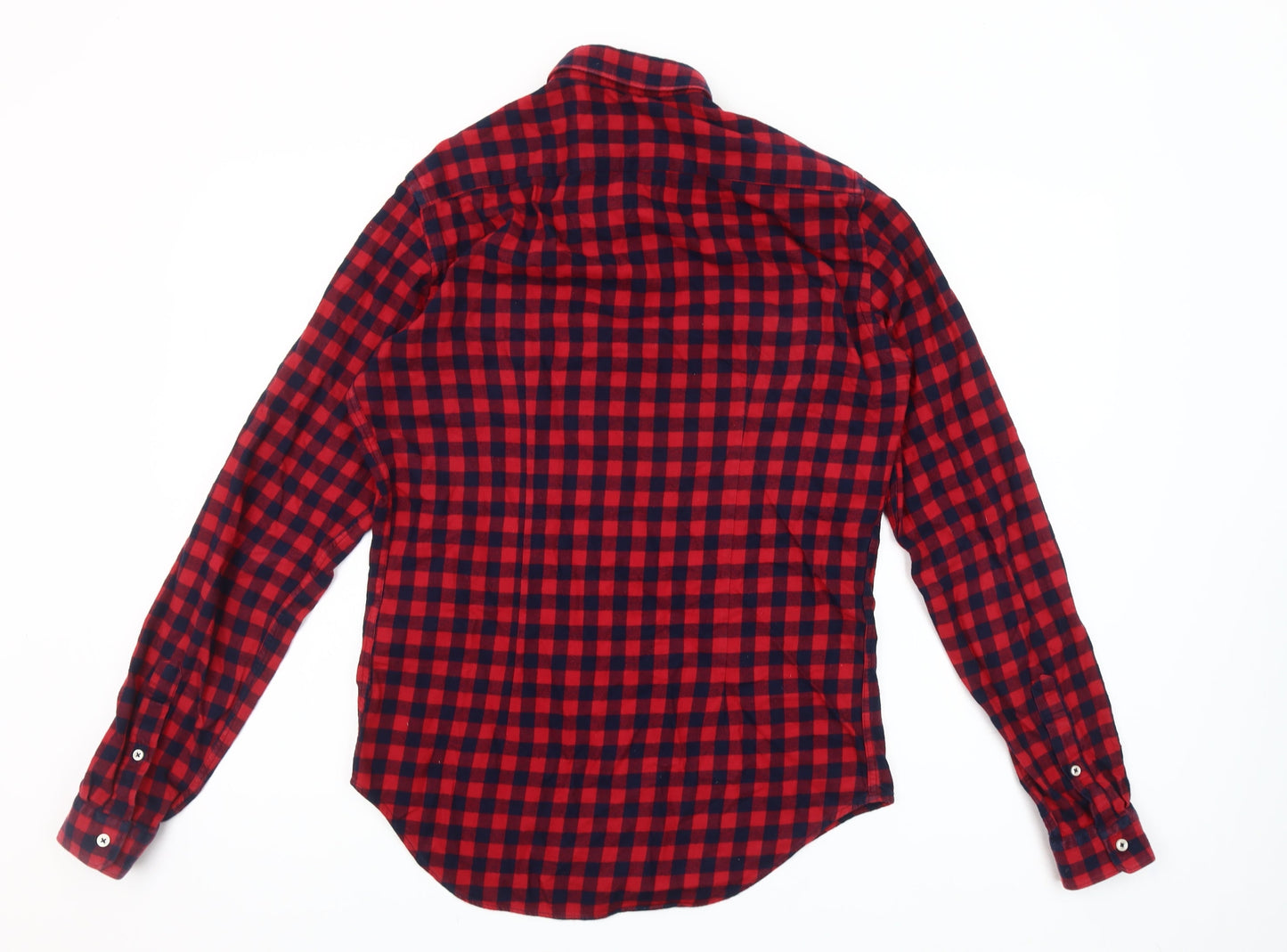 Zara Man Slim Fit Red Check Flannel Button-Down Shirt Men’s S