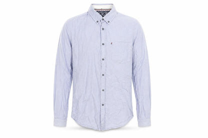 Front view of Zara Man Blue Slim Fit Cotton Long Sleeve Button-Up Shirt M