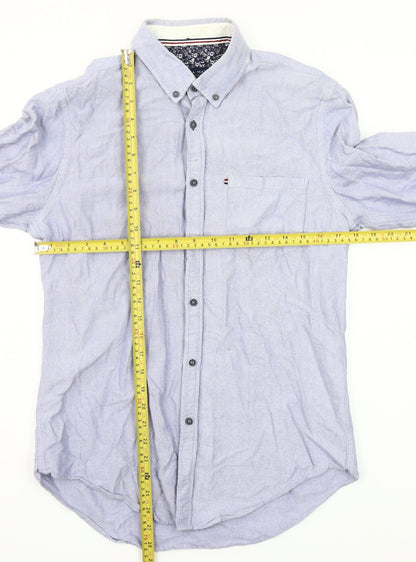 Zara Man Blue Slim Fit Cotton Long Sleeve Button-Up Shirt M