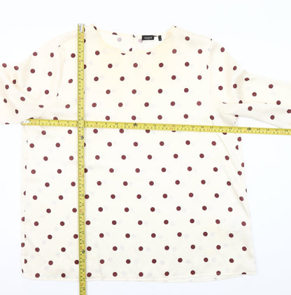 Emme Marella Women Ivory Polka Dot Long Sleeve Blouse Size 16