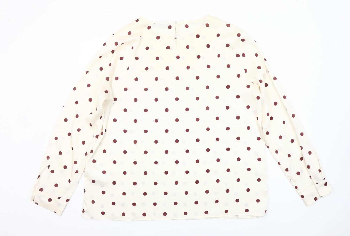 Emme Marella Women Ivory Polka Dot Long Sleeve Blouse Size 16
