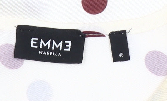Emme Marella Women Ivory Polka Dot Long Sleeve Blouse Size 16