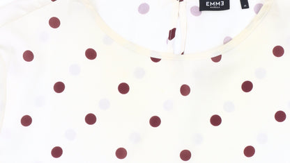 Emme Marella Women Ivory Polka Dot Long Sleeve Blouse Size 16