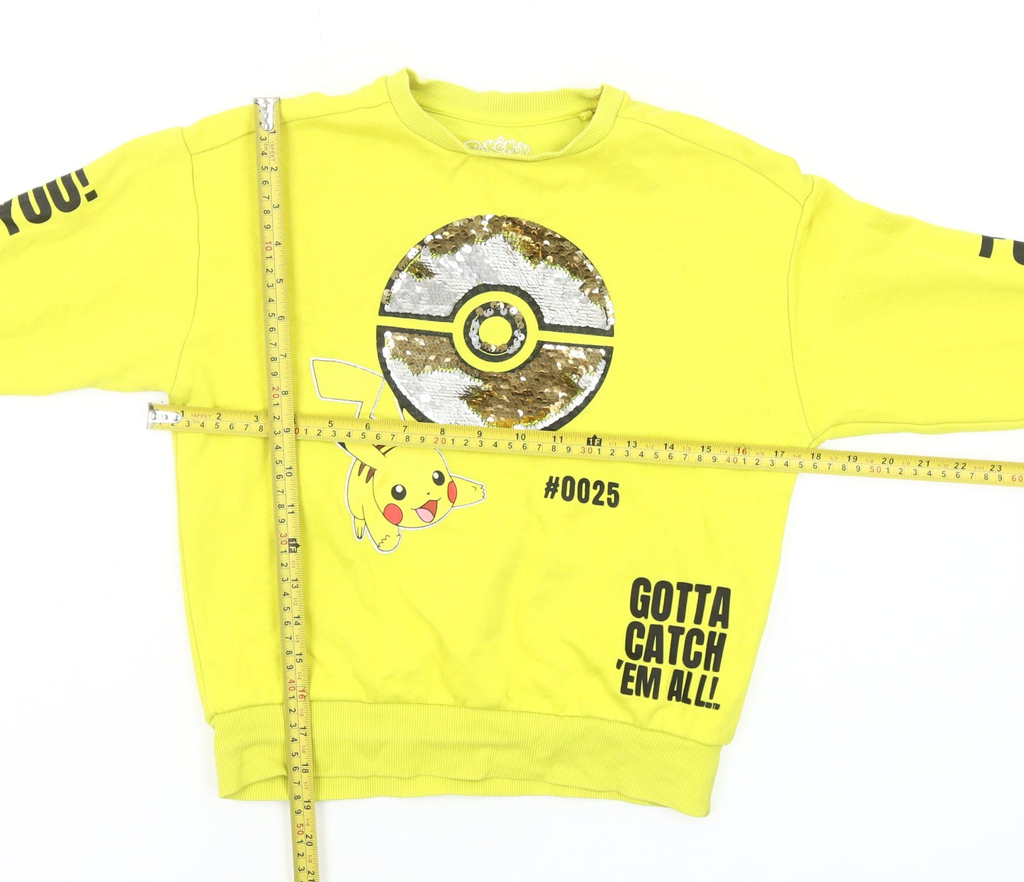 Pokémon Girls Yellow Pikachu Sequin Pullover Sweatshirt 8 Years