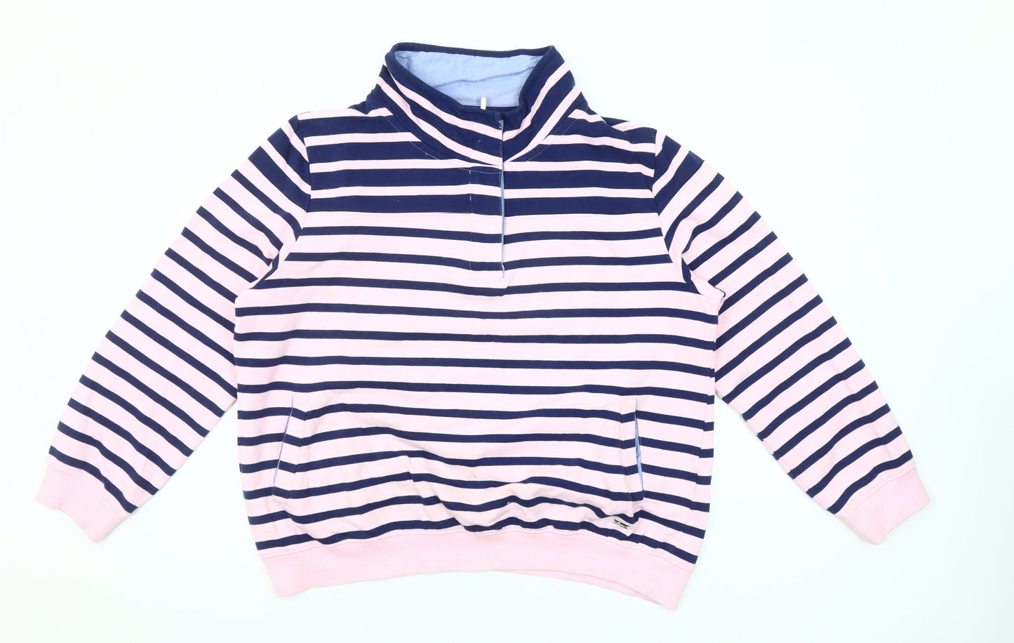 Paco Coastal Collection Womens Pink Navy Striped Cotton Pullover Sweatshirt Size 16