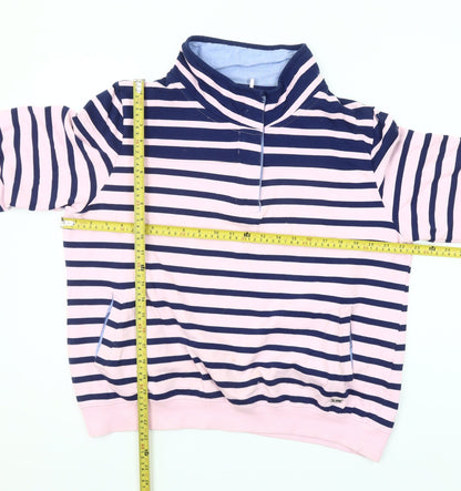 Paco Coastal Collection Womens Pink Navy Striped Cotton Pullover Sweatshirt Size 16