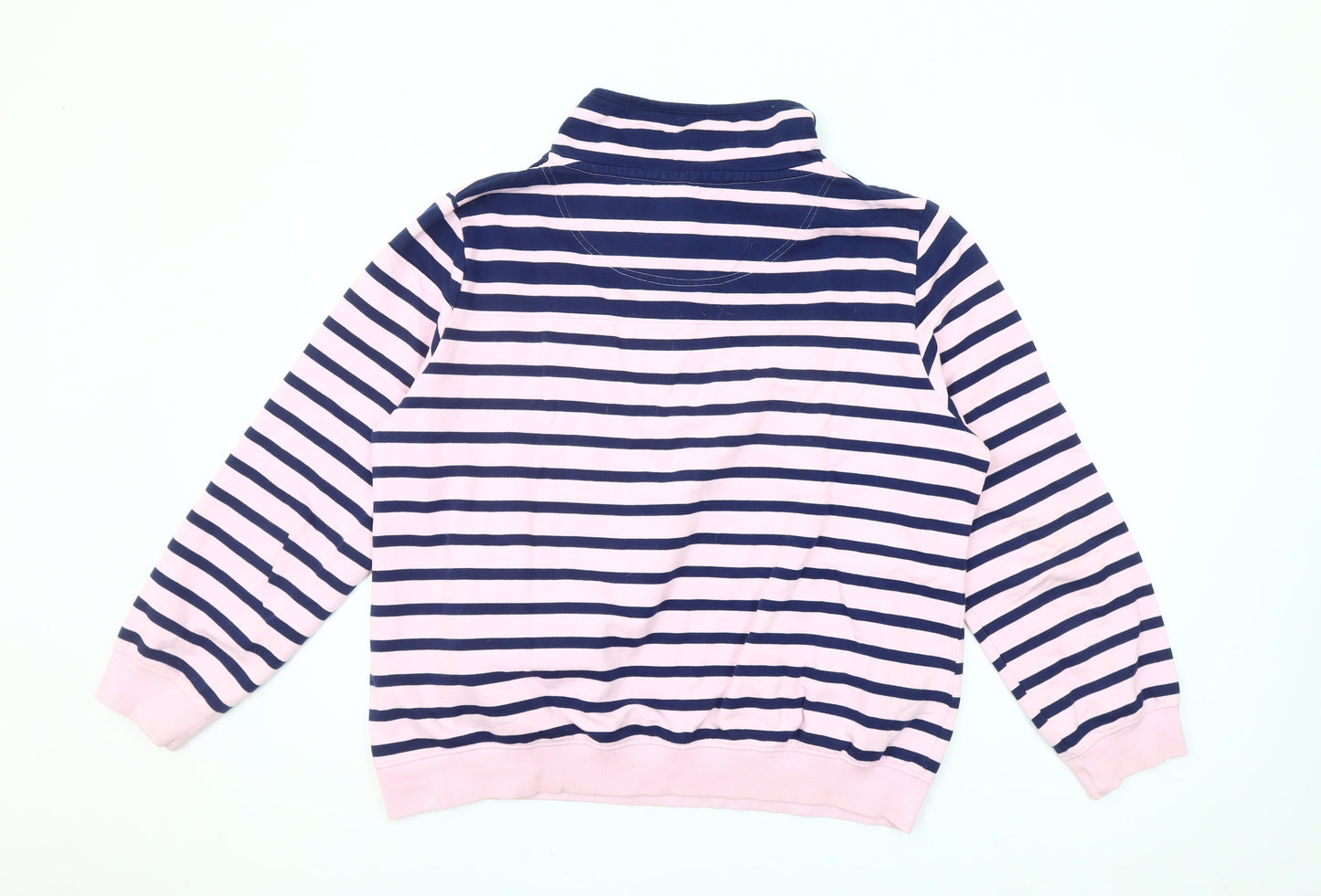 Paco Coastal Collection Womens Pink Navy Striped Cotton Pullover Sweatshirt Size 16