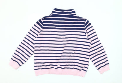 Paco Coastal Collection Womens Pink Navy Striped Cotton Pullover Sweatshirt Size 16