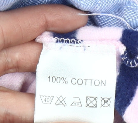 Paco Coastal Collection Womens Pink Navy Striped Cotton Pullover Sweatshirt Size 16