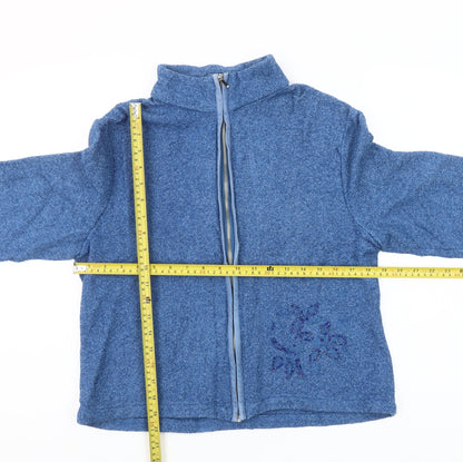 Brandtex Women Blue Size 14 Full Zip Embellished Fleece Jacket