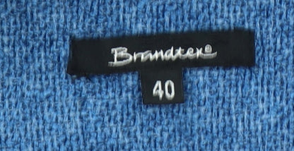Brandtex Women Blue Size 14 Full Zip Embellished Fleece Jacket