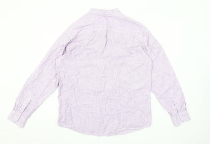 St Bernard for Dunnes Men’s Lilac Striped Linen Cotton Button-Up Shirt M 38-40"