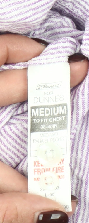 St Bernard for Dunnes Men’s Lilac Striped Linen Cotton Button-Up Shirt M 38-40"