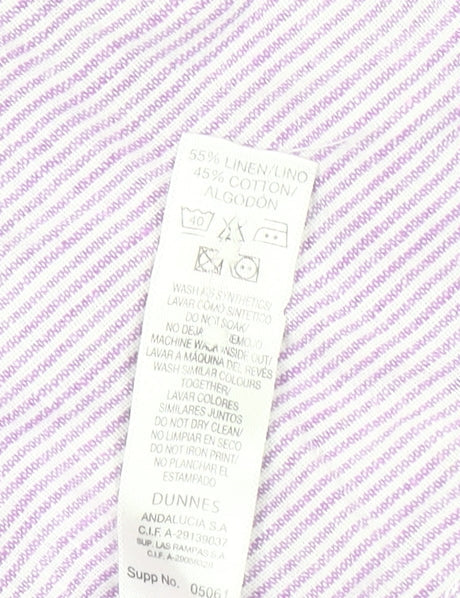 St Bernard for Dunnes Men’s Lilac Striped Linen Cotton Button-Up Shirt M 38-40"