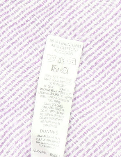 St Bernard for Dunnes Men’s Lilac Striped Linen Cotton Button-Up Shirt M 38-40"