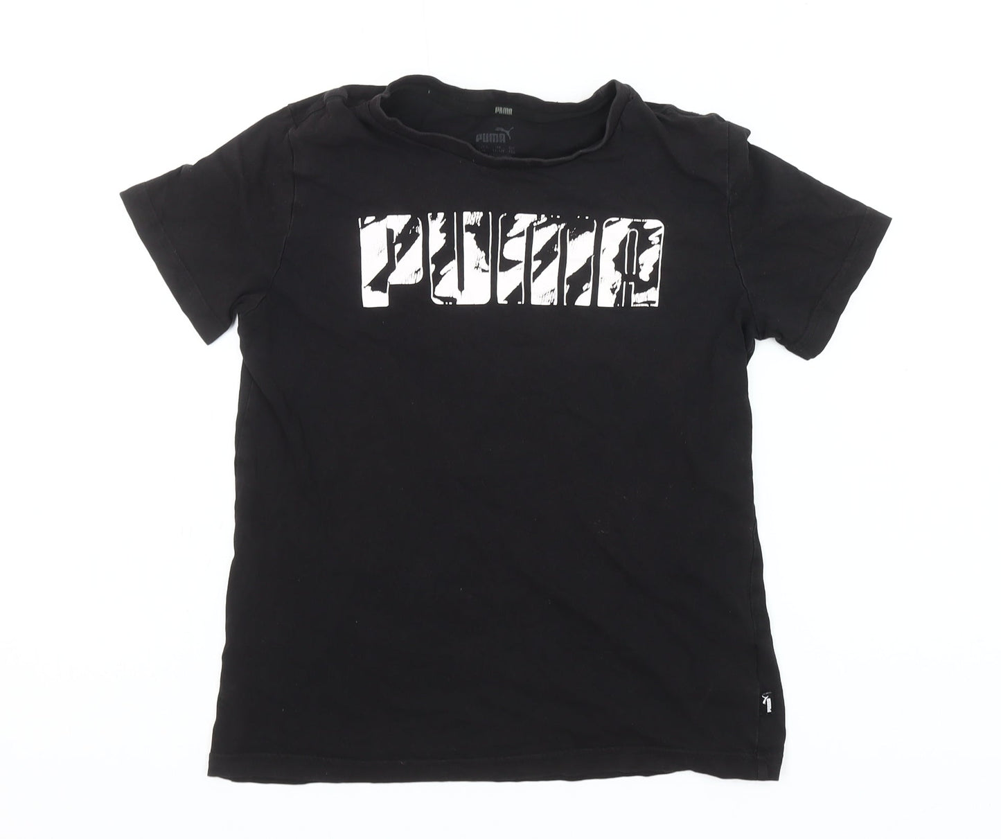 Puma Girls Black Logo Graphic T-Shirt 10-11 Years Short Sleeve Casual Top