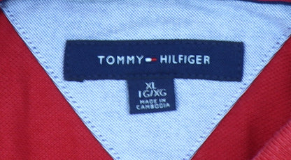 Tommy Hilfiger Men's Red Cotton Short Sleeve Polo Shirt XL