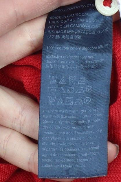 Tommy Hilfiger Men's Red Cotton Short Sleeve Polo Shirt XL