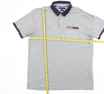 Tommy Hilfiger Men's Grey 2XL Slim Fit Short Sleeve Polo Shirt