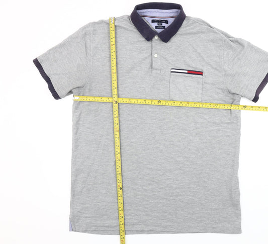 Tommy Hilfiger Men's Grey 2XL Slim Fit Short Sleeve Polo Shirt