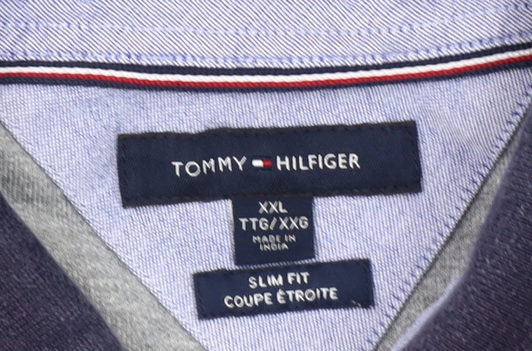 Tommy Hilfiger Men's Grey 2XL Slim Fit Short Sleeve Polo Shirt