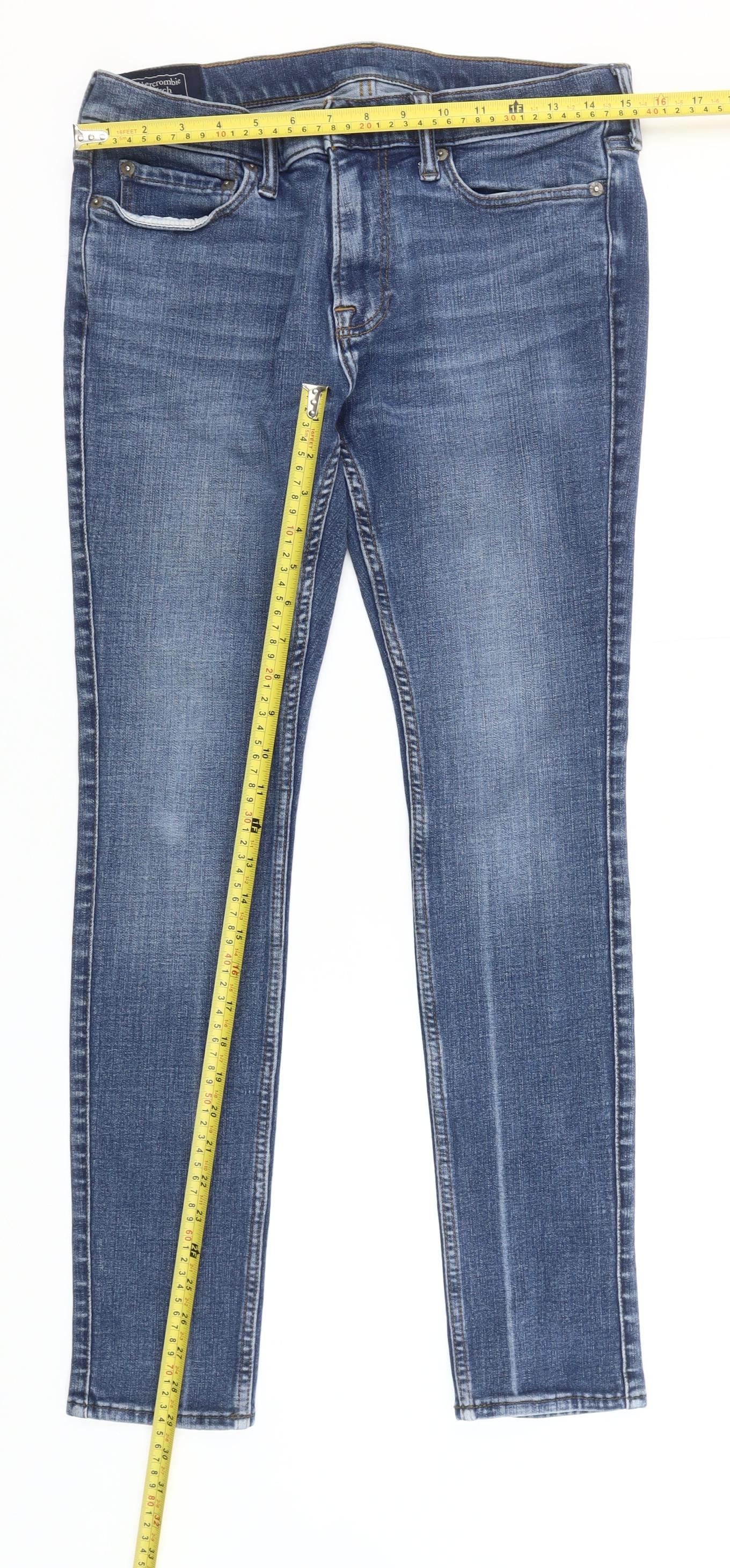 Abercrombie & Fitch Men's Blue Skinny Jeans 33W 32L Austin Extreme