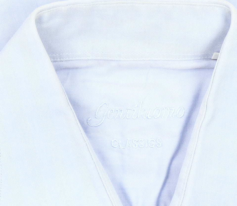 Gentiluomo Men's Blue 42 Regular Fit Long Sleeve Formal Dress Shirt