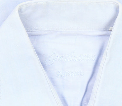 Gentiluomo Men's Blue 42 Regular Fit Long Sleeve Formal Dress Shirt