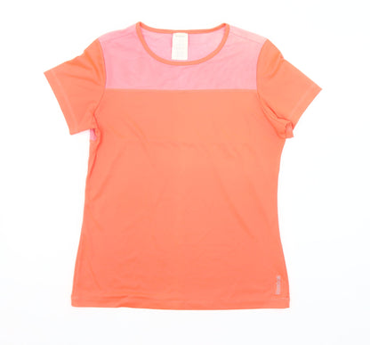 Reebok Women Orange Activewear Slim Fit T-Shirt Size L