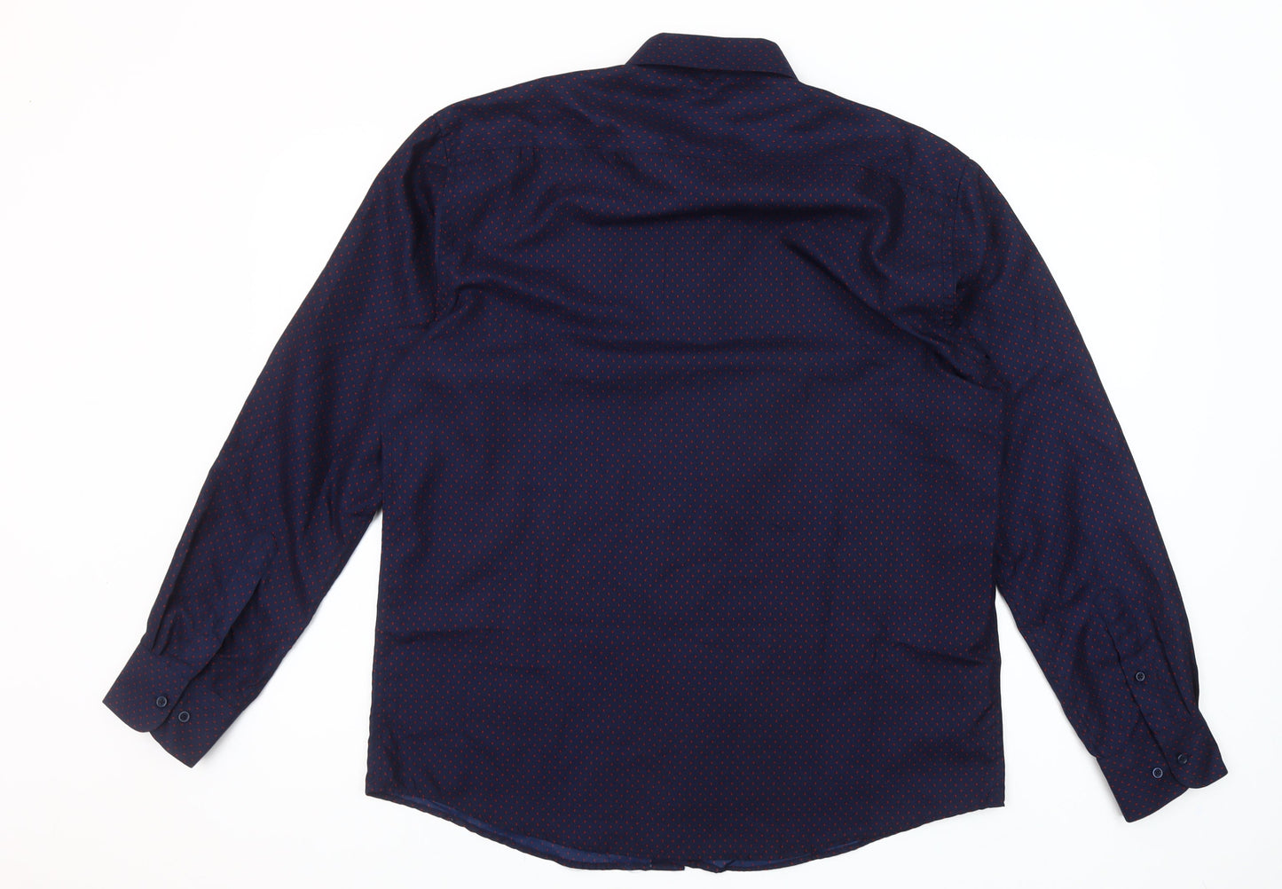 Nine West Men's Blue Geometric Slim Fit Long Sleeve Button-Up Shirt Size L