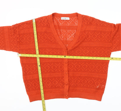 Gallery Women’s Orange V-Neck Knit Cardigan Size L